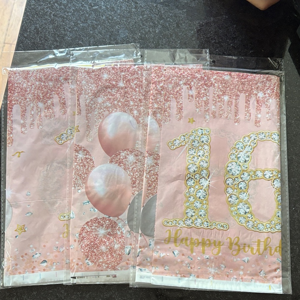 Pink and Gold Sweet 16 Birthday Banner